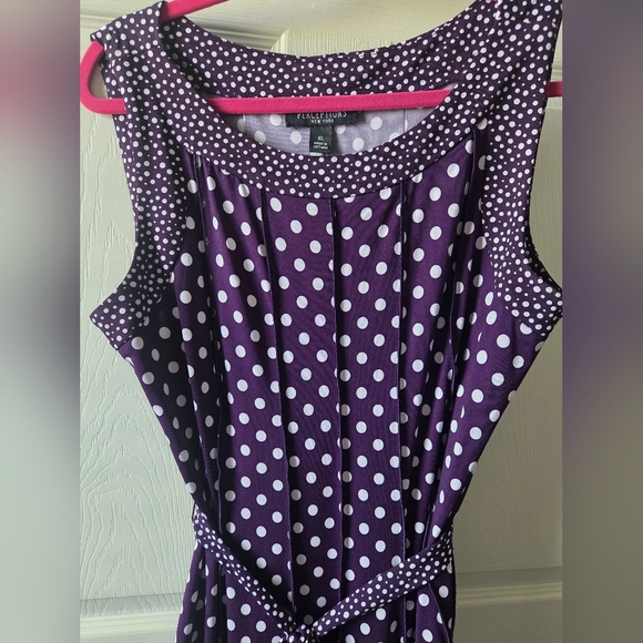 Perceptions Purple Dress with White Polka Dots - Picture 2 of 4